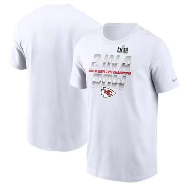 Men's Kansas City Chiefs White Super Bowl LVIII Champions Back-To-Back T-Shirt Men's Kansas City Chiefs White Super Bowl LVIII Champions Back-To-Back T-Shirt